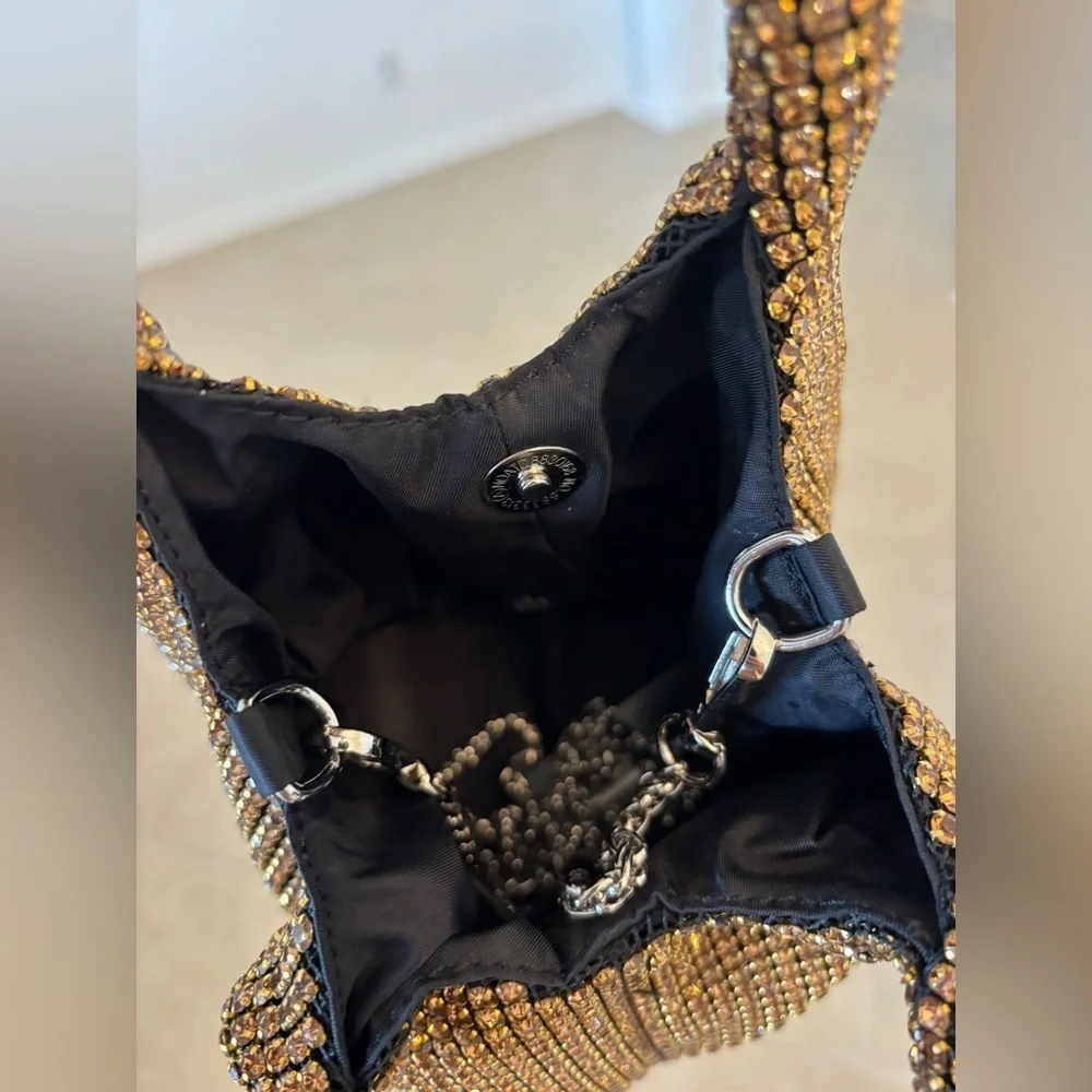 Gold Rhinestone Small wristlet, or Crossbody